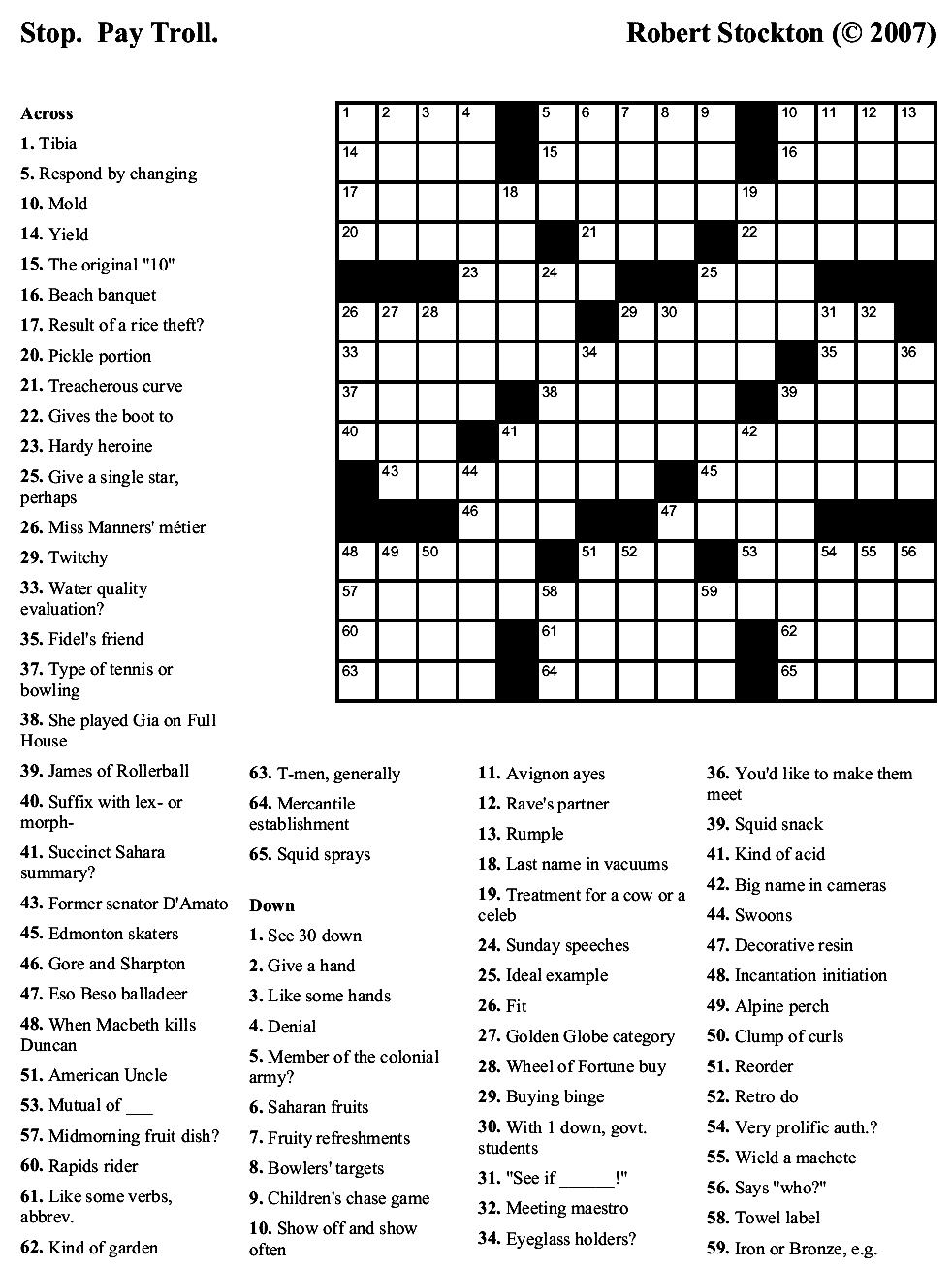 Easy Crossword Printable