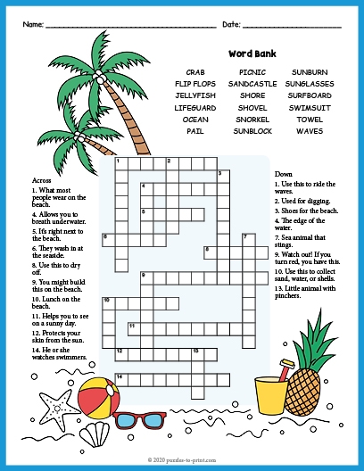 Easy Crossword Puzzles With Word Bank