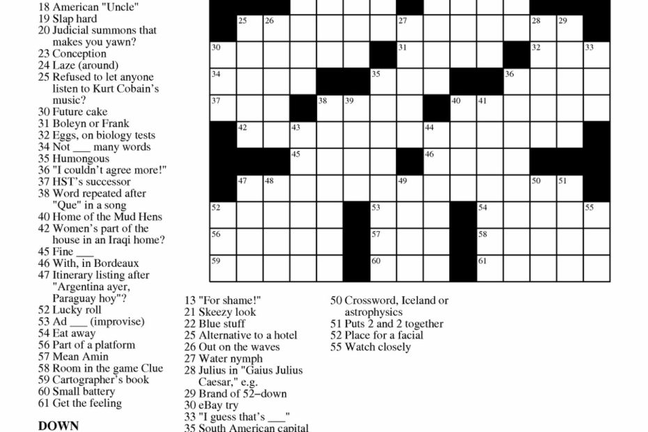 Easy Downloadable Crossword Puzzles Easycrosswordpuzzlesprintable