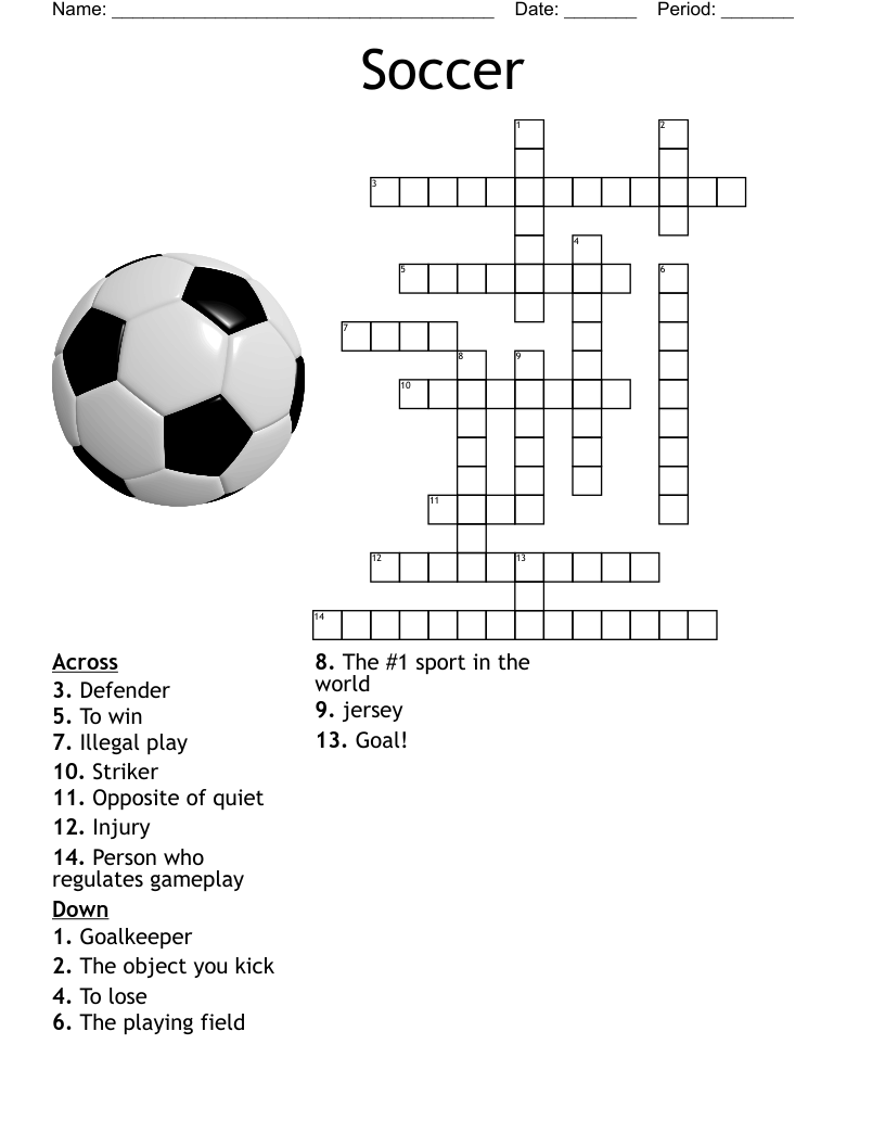 Easy Football Crossword Puzzles Easycrosswordpuzzlesprintable