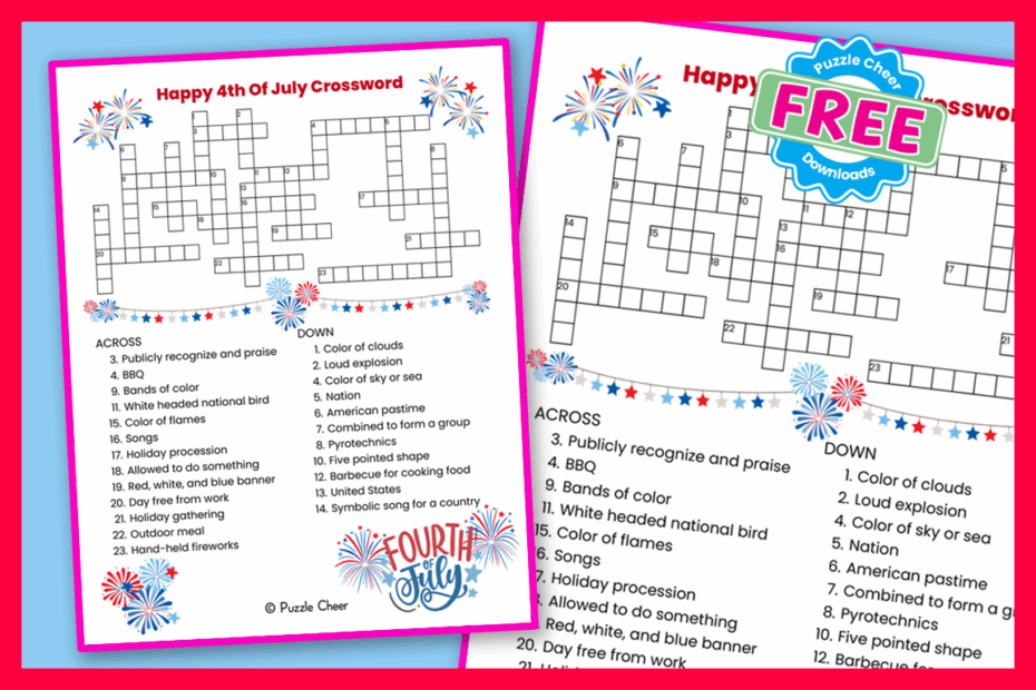 Easy Fourth Of July Crossword Puzzle Puzzle Cheer Worksheets Library
