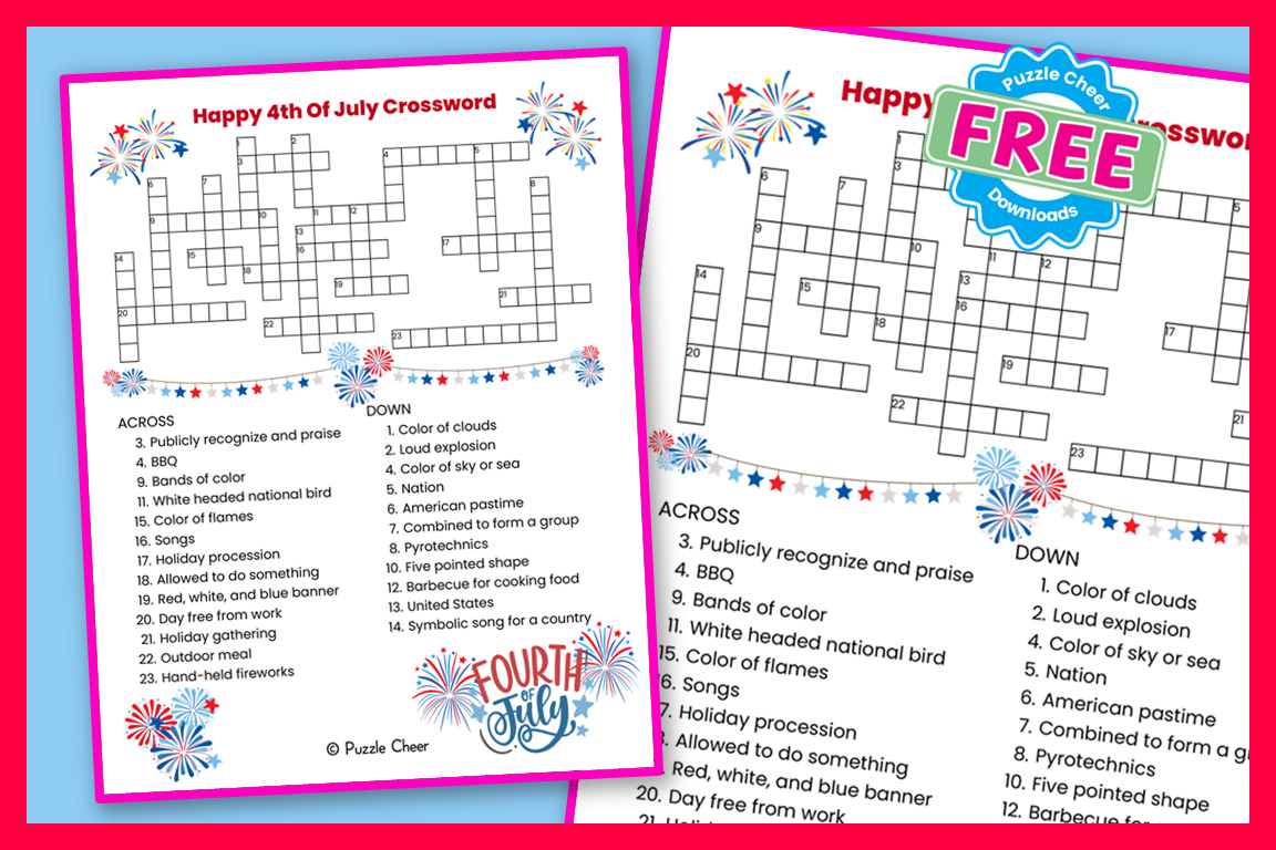 Easy Fourth Of July Crossword Puzzle Puzzle Cheer Worksheets Library