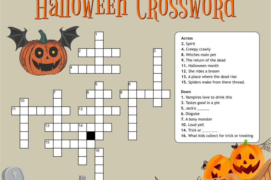 Easy Halloween Crossword Puzzles Printable