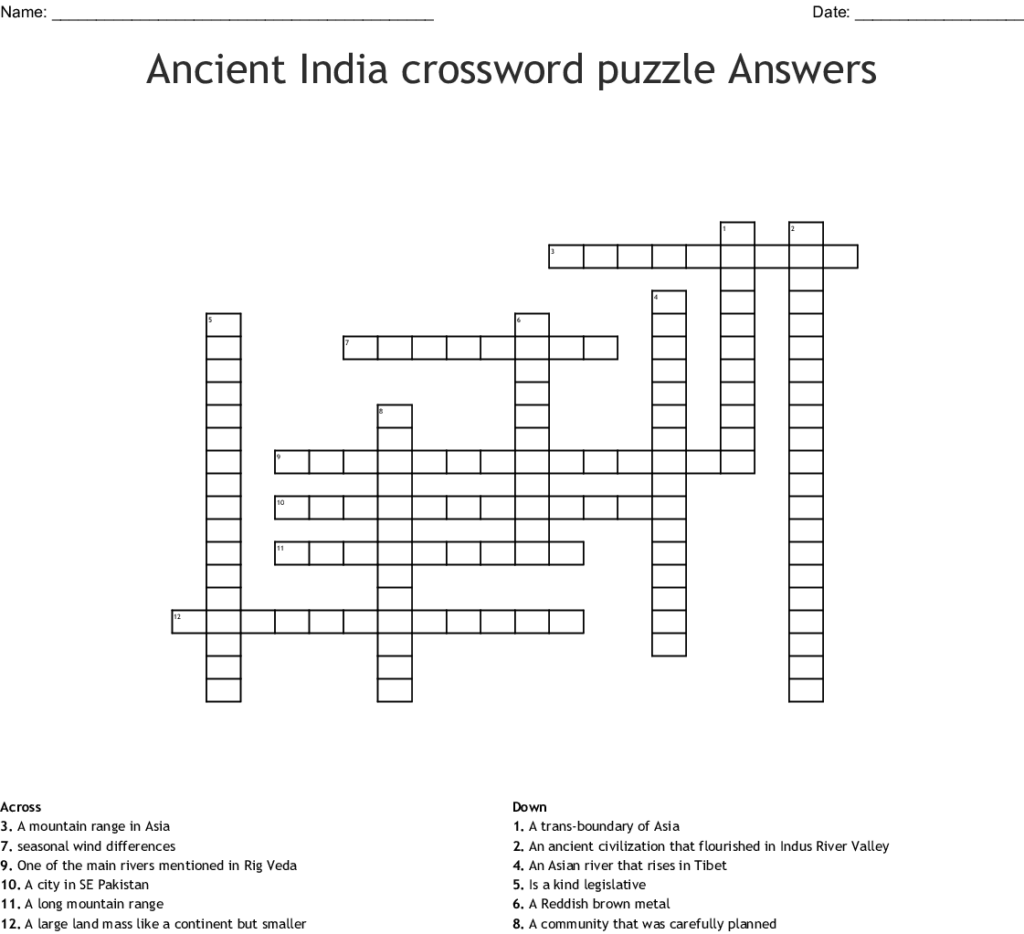 Easy Hindi Crosswords With Answers Easycrosswordpuzzlesprintable