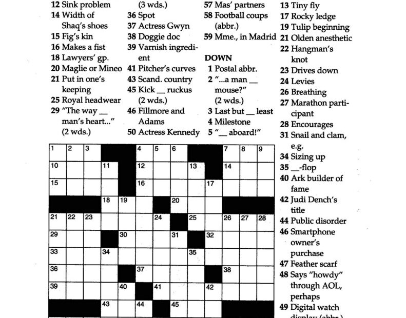 Easy Large Print Crossword Puzzles Free Printable