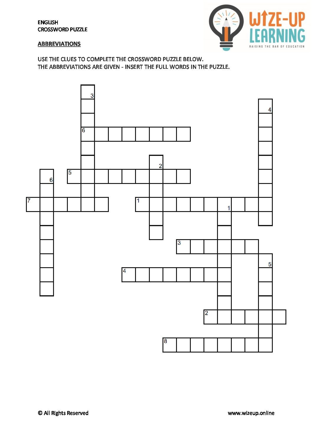English Language Crossword Puzzle Bundle Grade 4 7 Teacha 