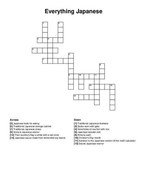 Everything Japanese Crossword Puzzle