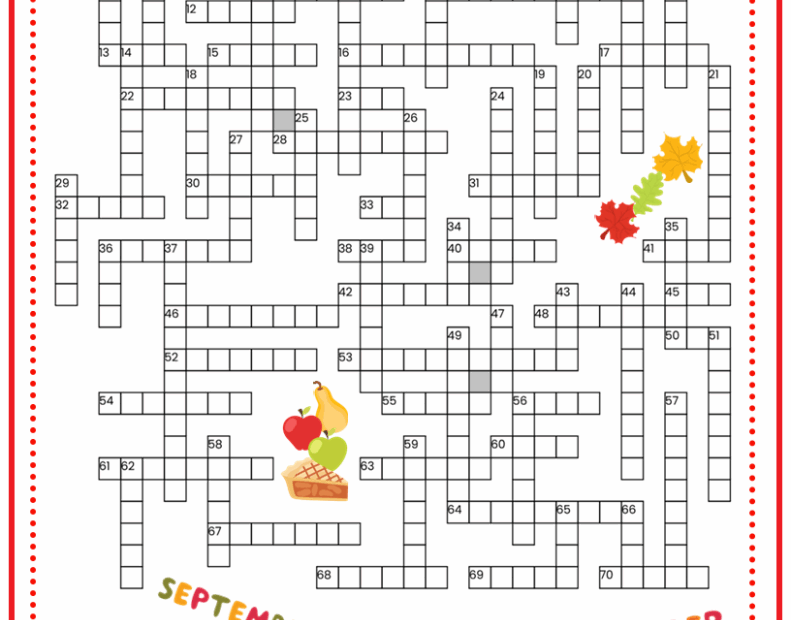 Fall Crossword Puzzle Puzzle Cheer