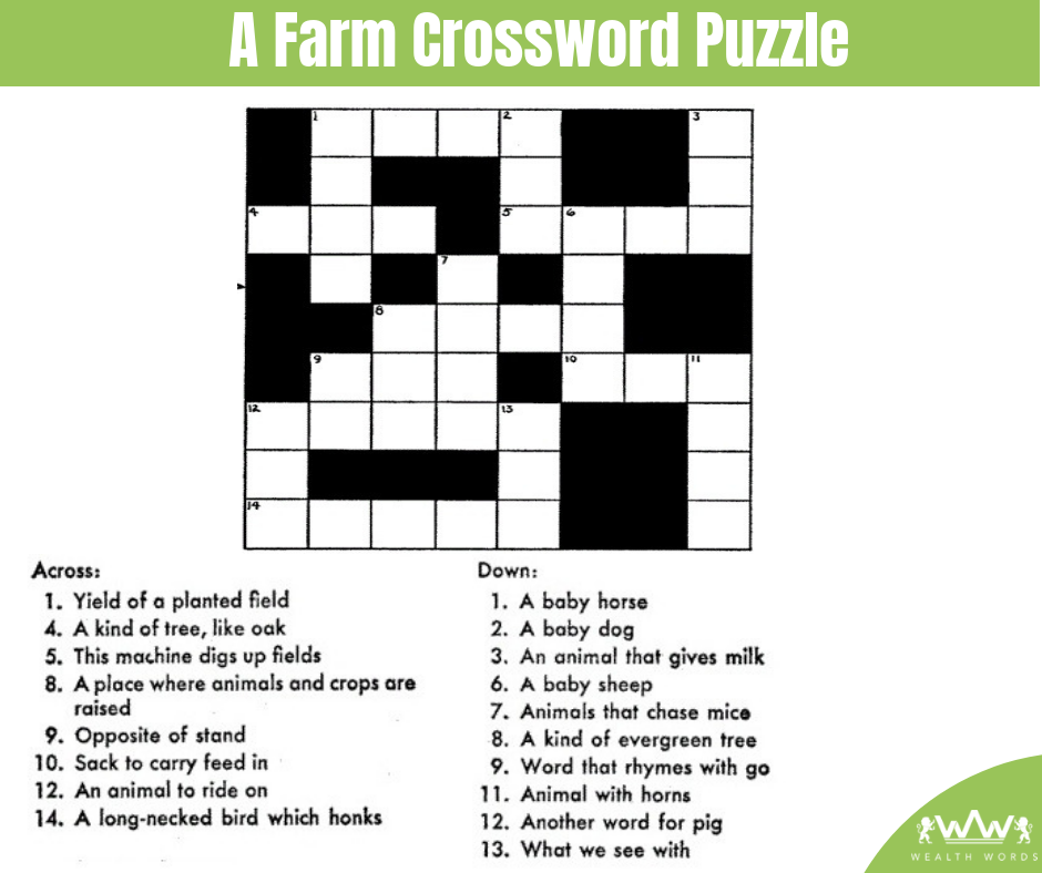 Farm Crossword Puzzle Printable Printable Word Searches