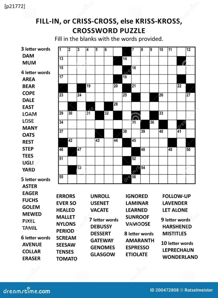 Fill In Crosswords Printable Template rideacars