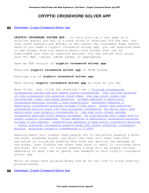 Fillable Online Cryptic Crossword Solver App Cryptic Crossword Solver 