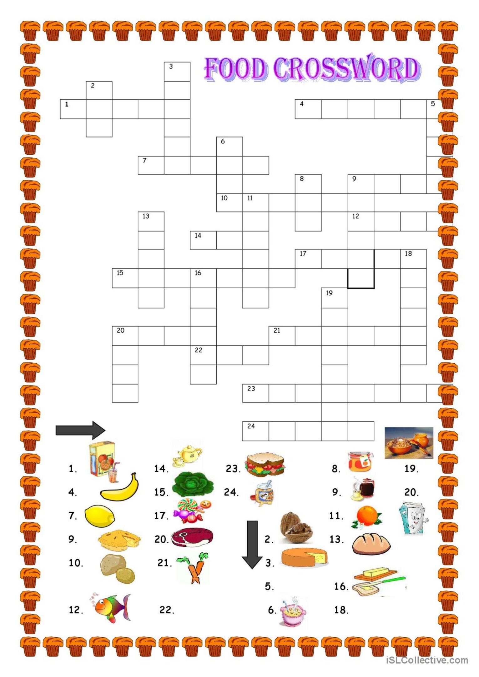 Food Crossword Crossword English ESL Worksheets Pdf Doc