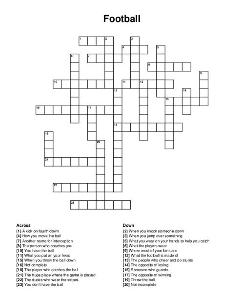 Football Crossword Puzzle