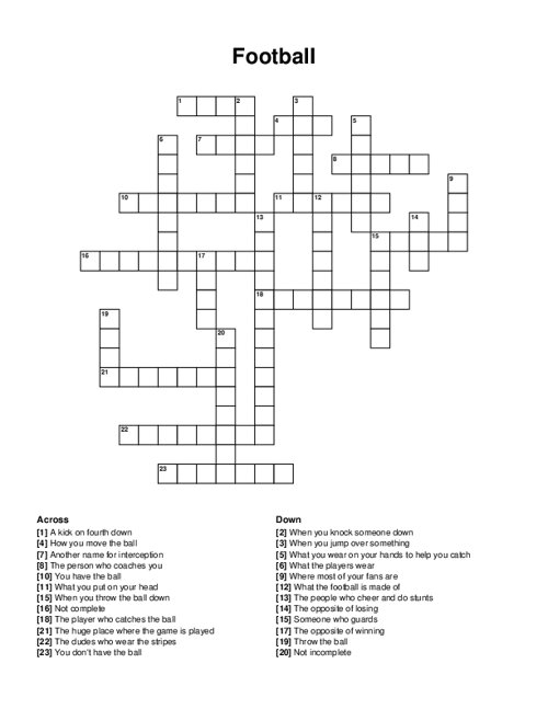 Football Crossword Puzzle