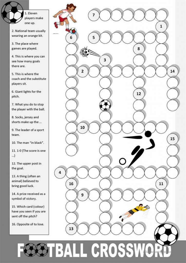 Football Crossword Worksheet Free Esl Printable Worksheets Made 