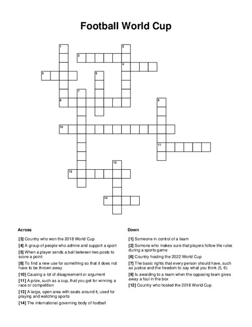 Football World Cup Crossword Puzzle