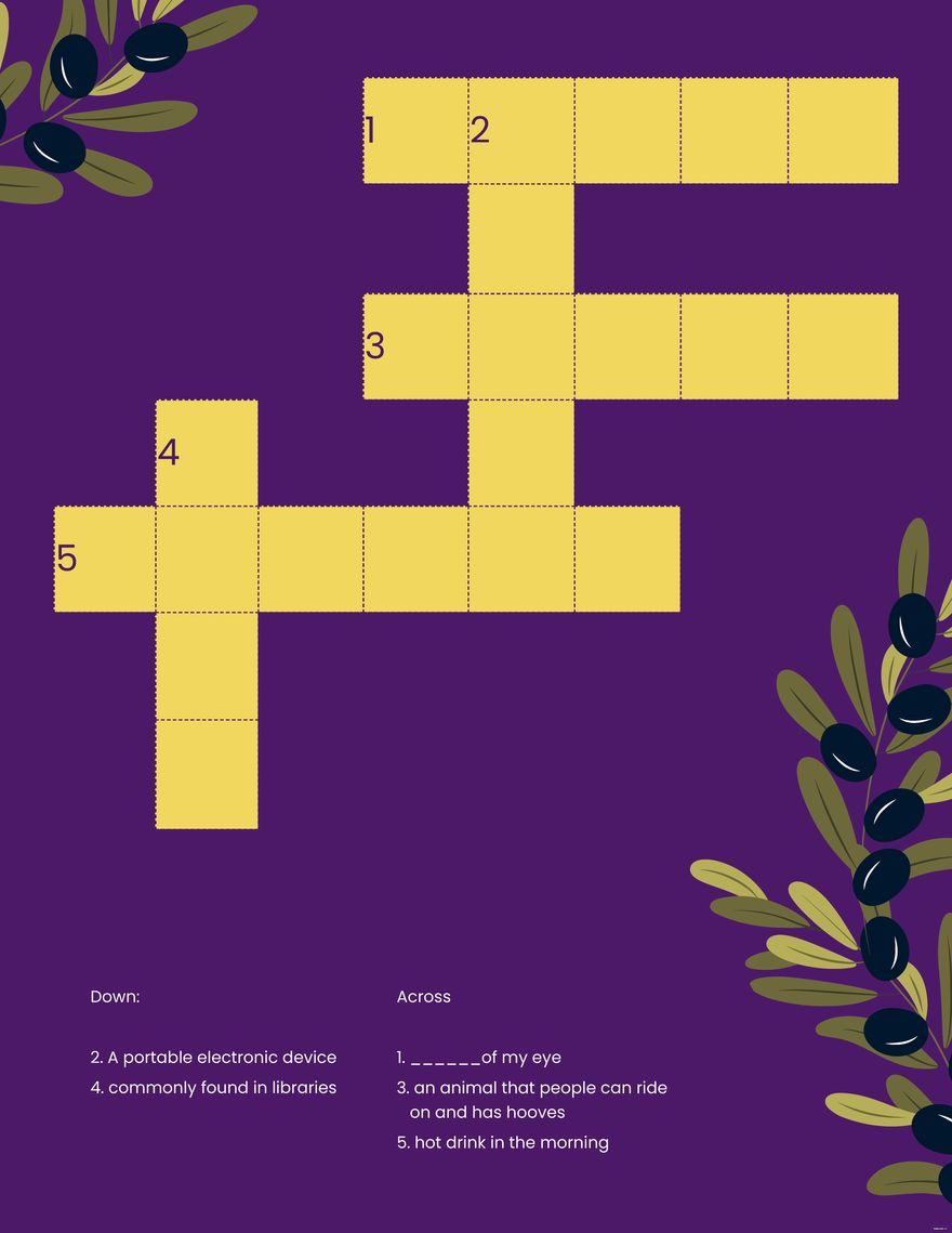 Free Crossword And Mini Crossword To Edit Online
