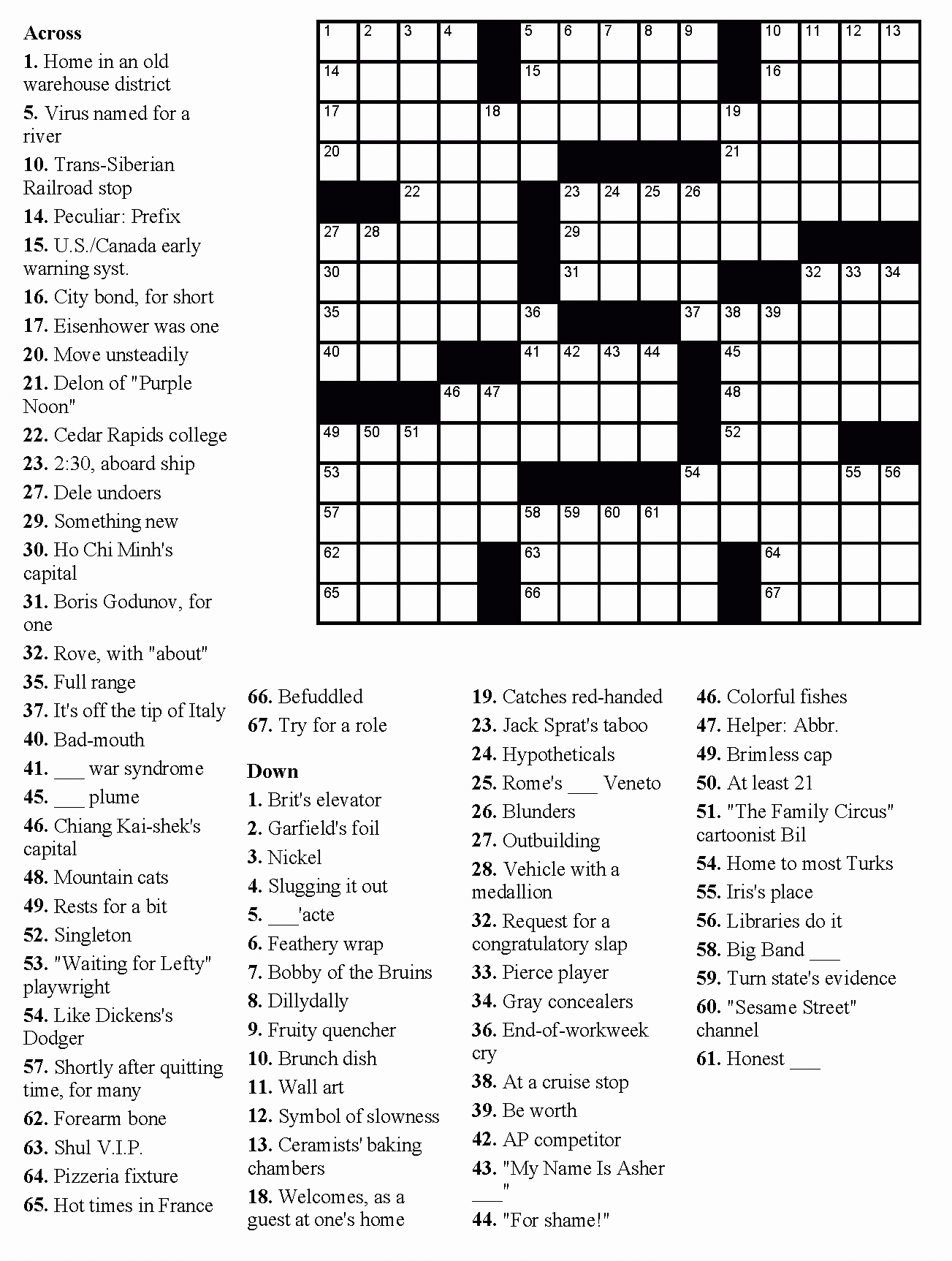 Free Crossword Puzzle Creator Printable