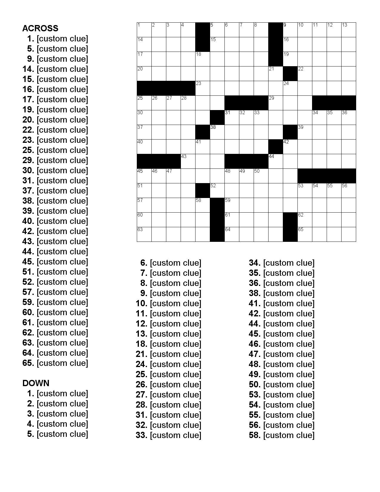 Free Custom Crossword Puzzles Printable FREE Printables