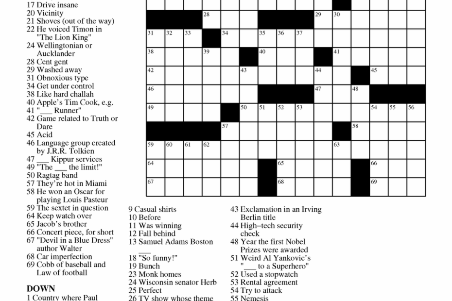 Free Daily Crossword Puzzle Printable Dolfpick