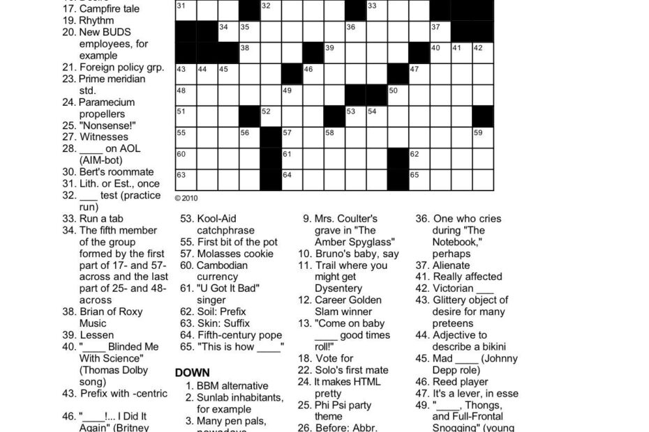 Free Daily Printable Crossword Puzzles Emma Crossword Puzzles