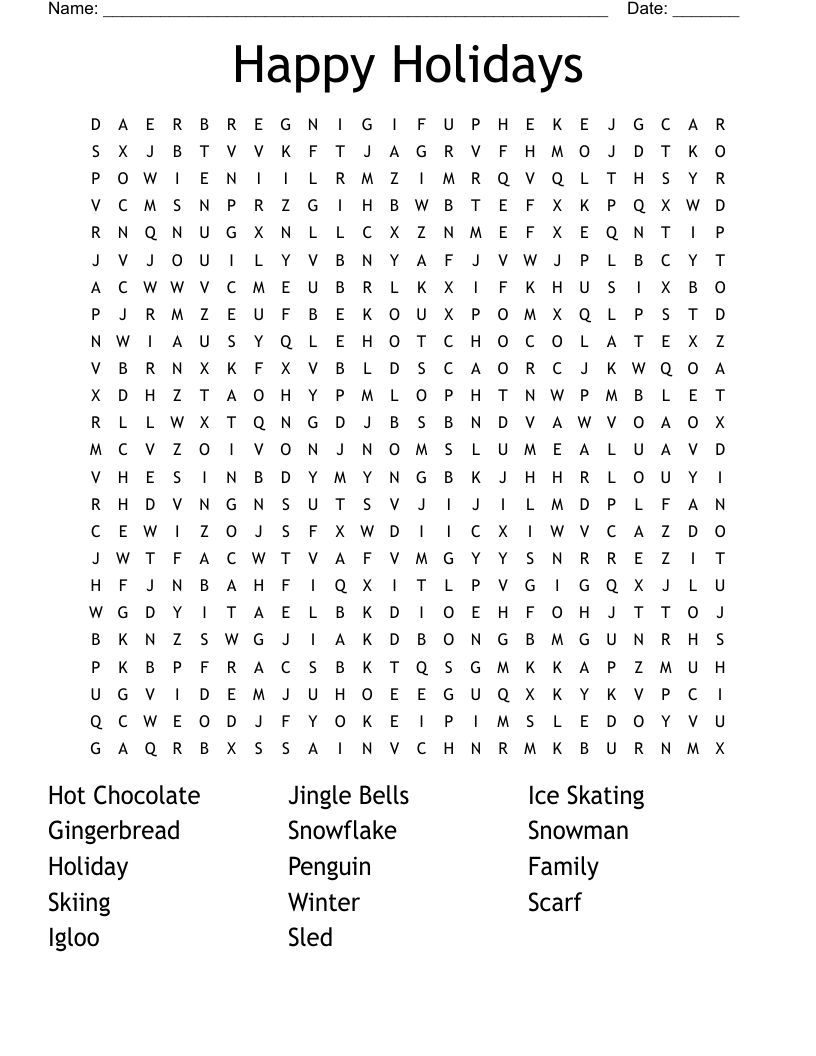 Free Holiday Word Search Puzzles Printables Free Printables Hub