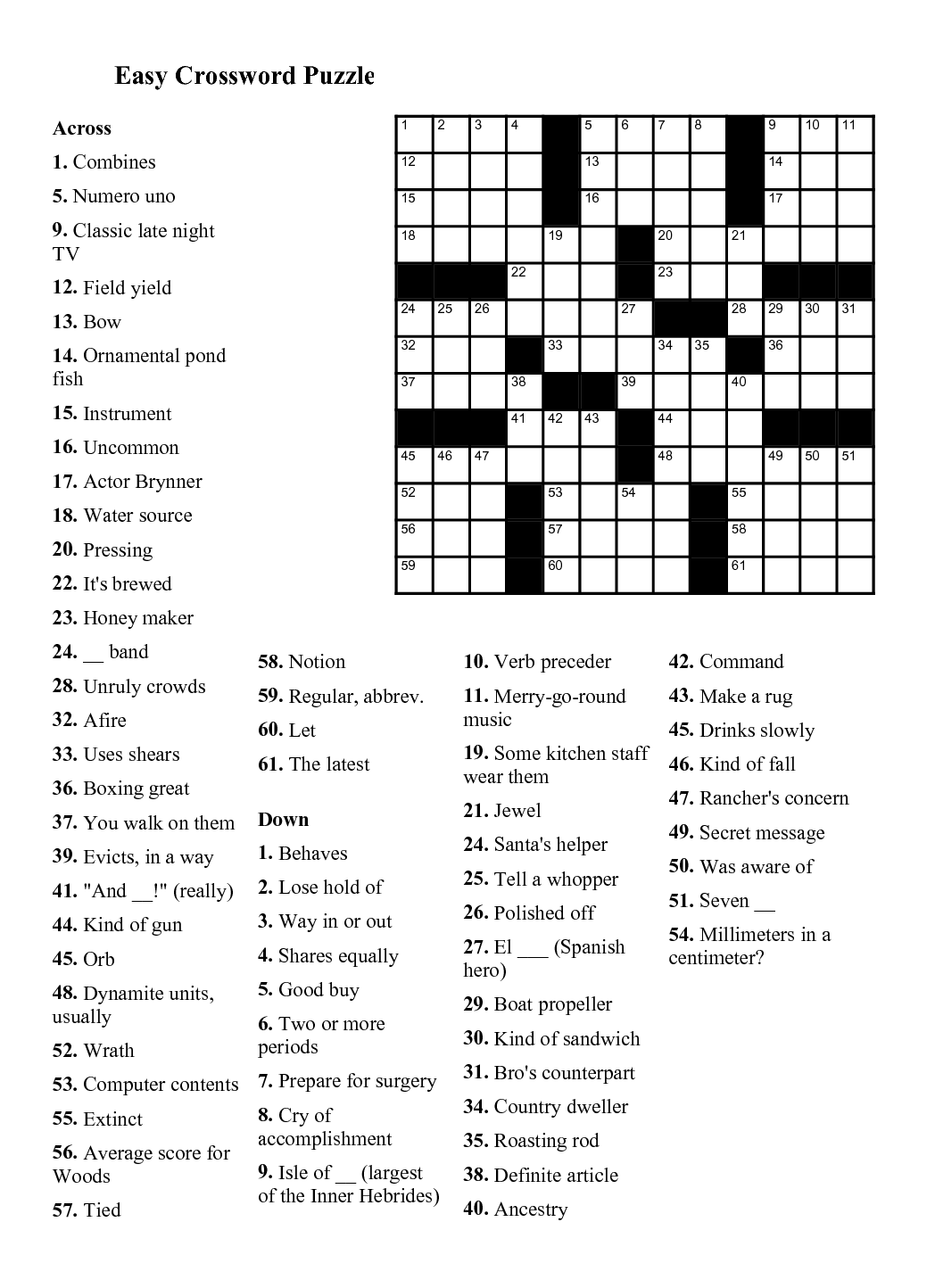 Free Online Daily Crossword Puzzles Volfsos