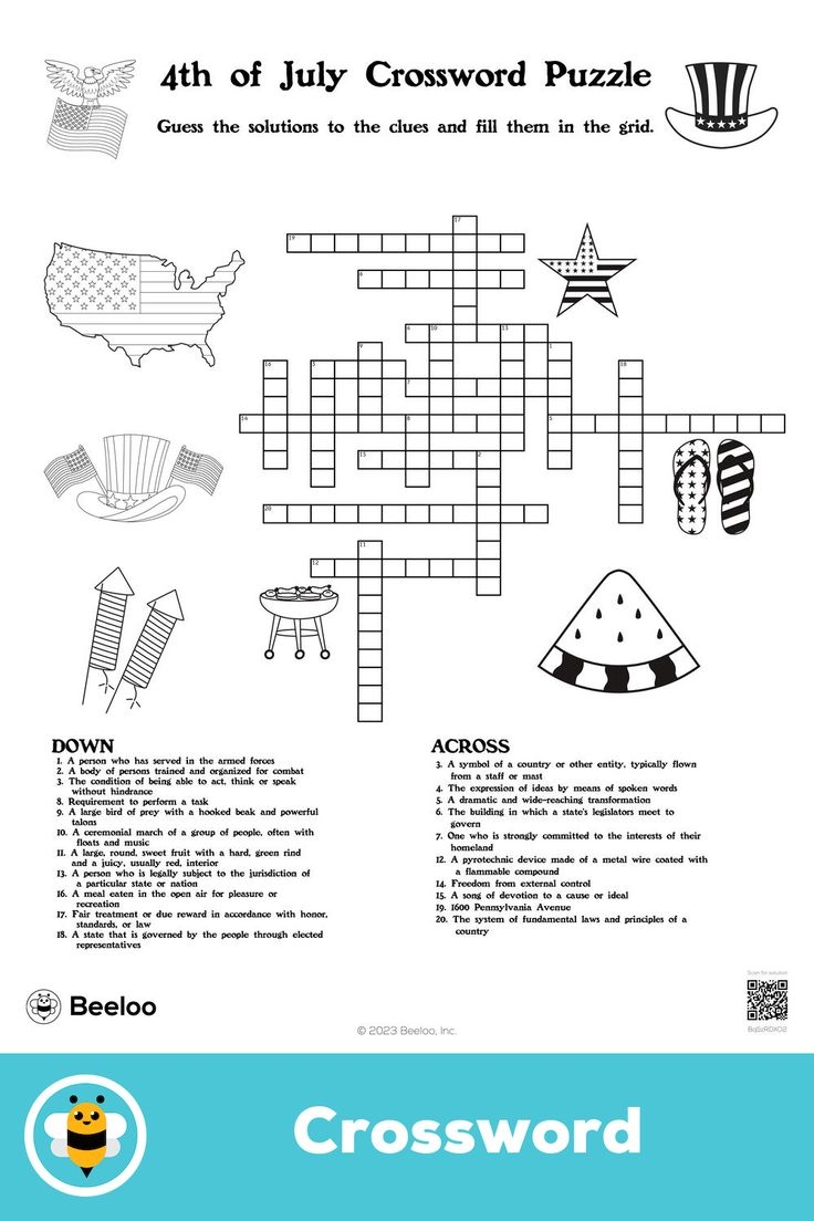 Free Printable 4th Of July Crossword Puzzle With Answer Key 
