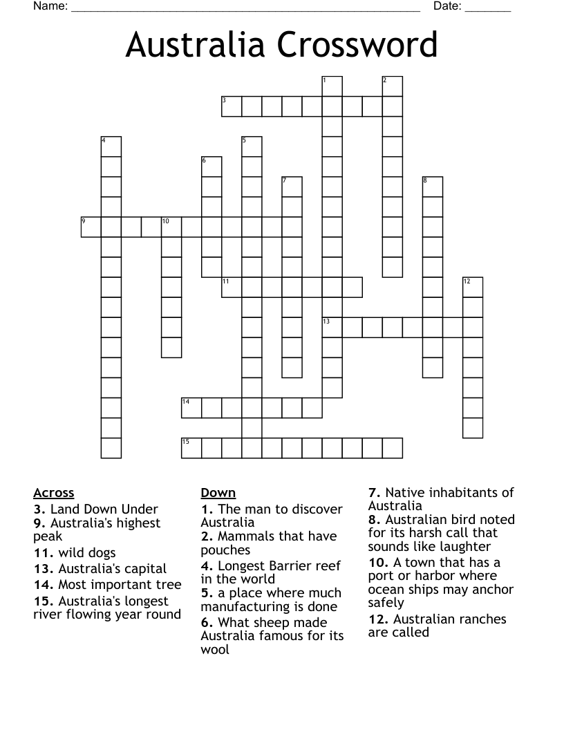 Free Printable Australian Crossword Puzzles Free Printables Hub