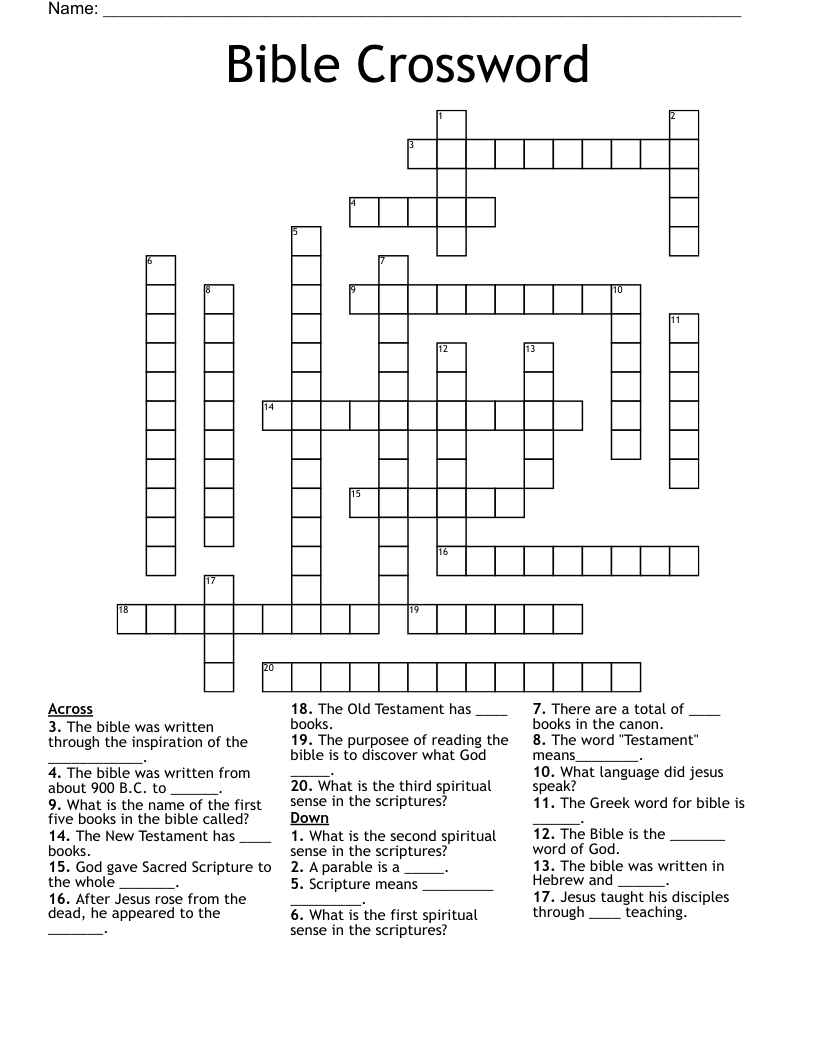 Free Printable Bible Crossword Puzzles For Adults Printable Online