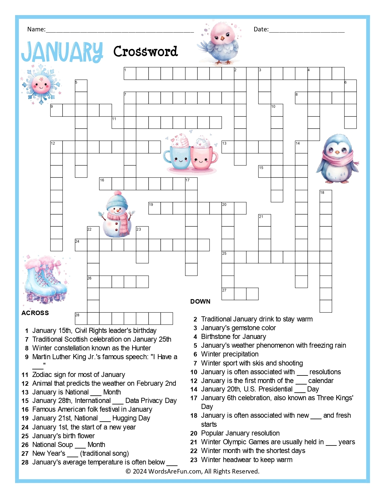Free Printable Crossword Puzzles January 2018 Download Free Printable 