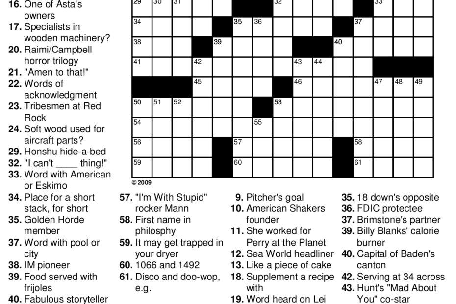 Free Printable Jumbo Crossword Puzzles Printable Crossword Puzzles