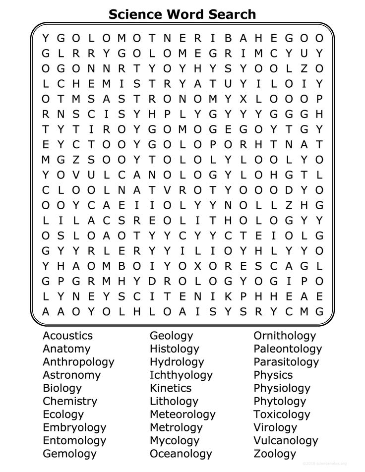 Free Printable Science Word Puzzles