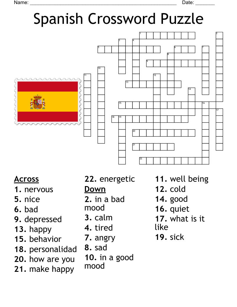 Free Printable Spanish Crossword Puzzles Printable Templates