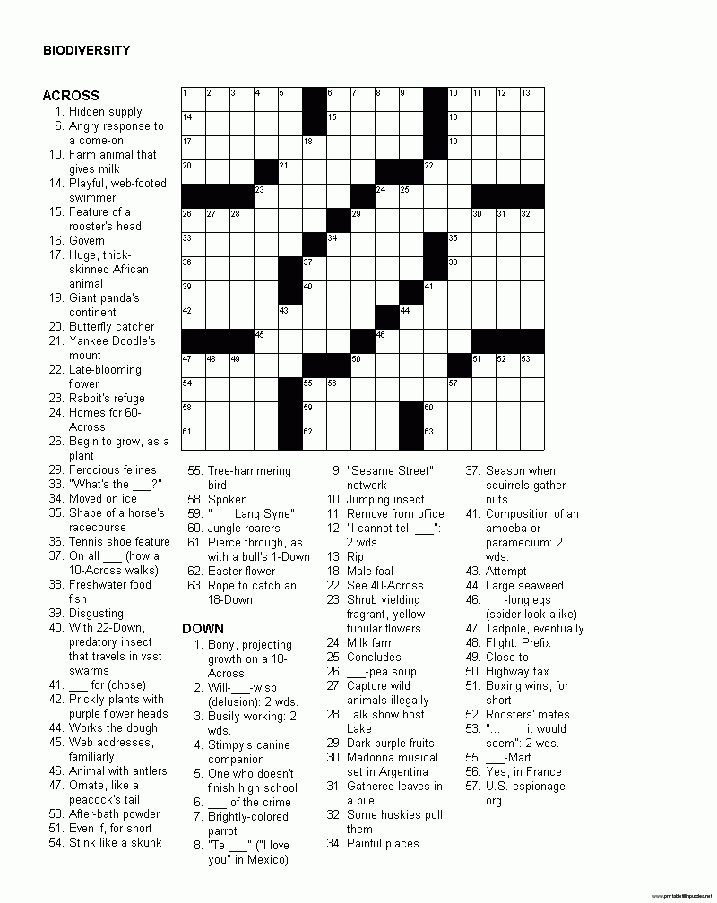 Free Printable Sports Crossword Puzzles Free Printable