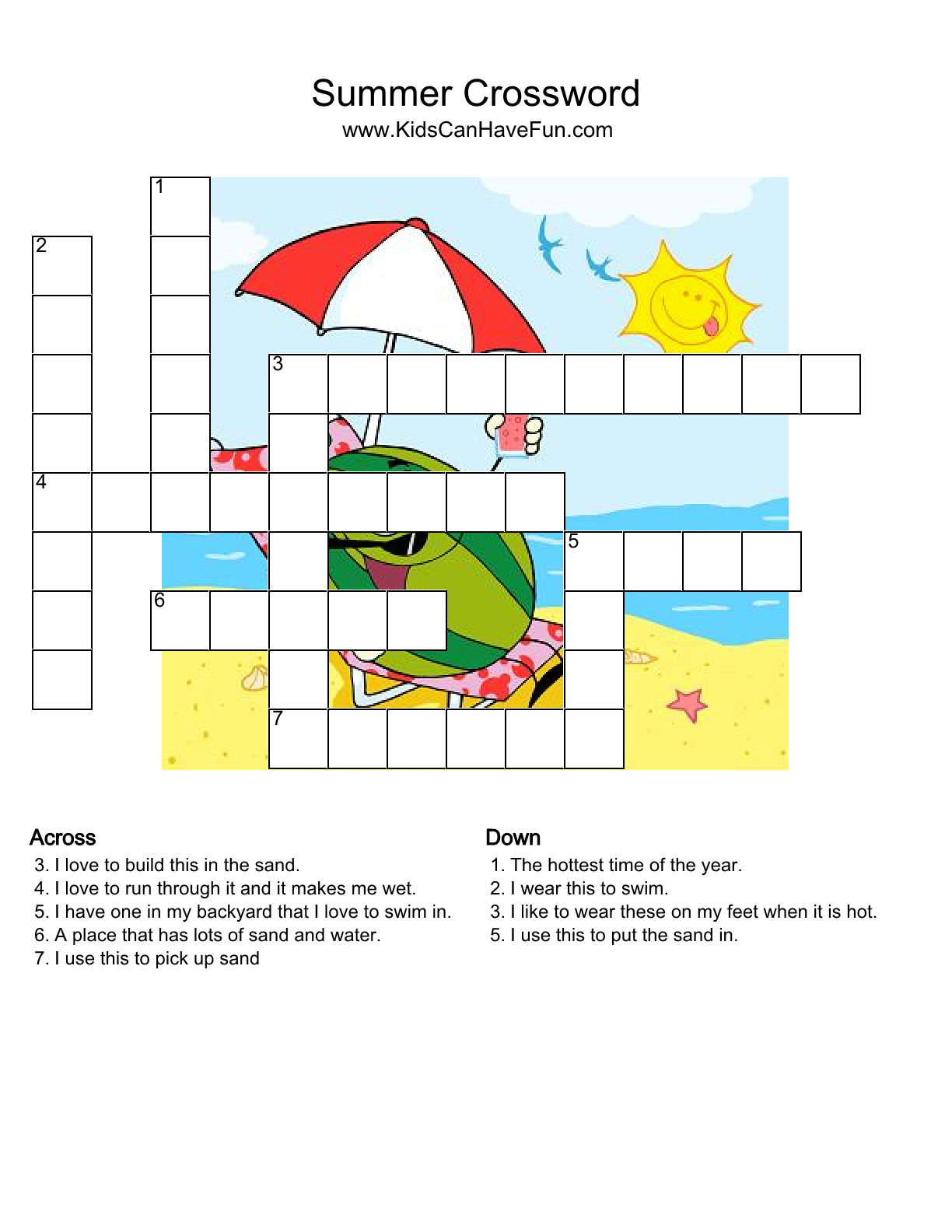 Free Printable Summer Crossword Puzzles