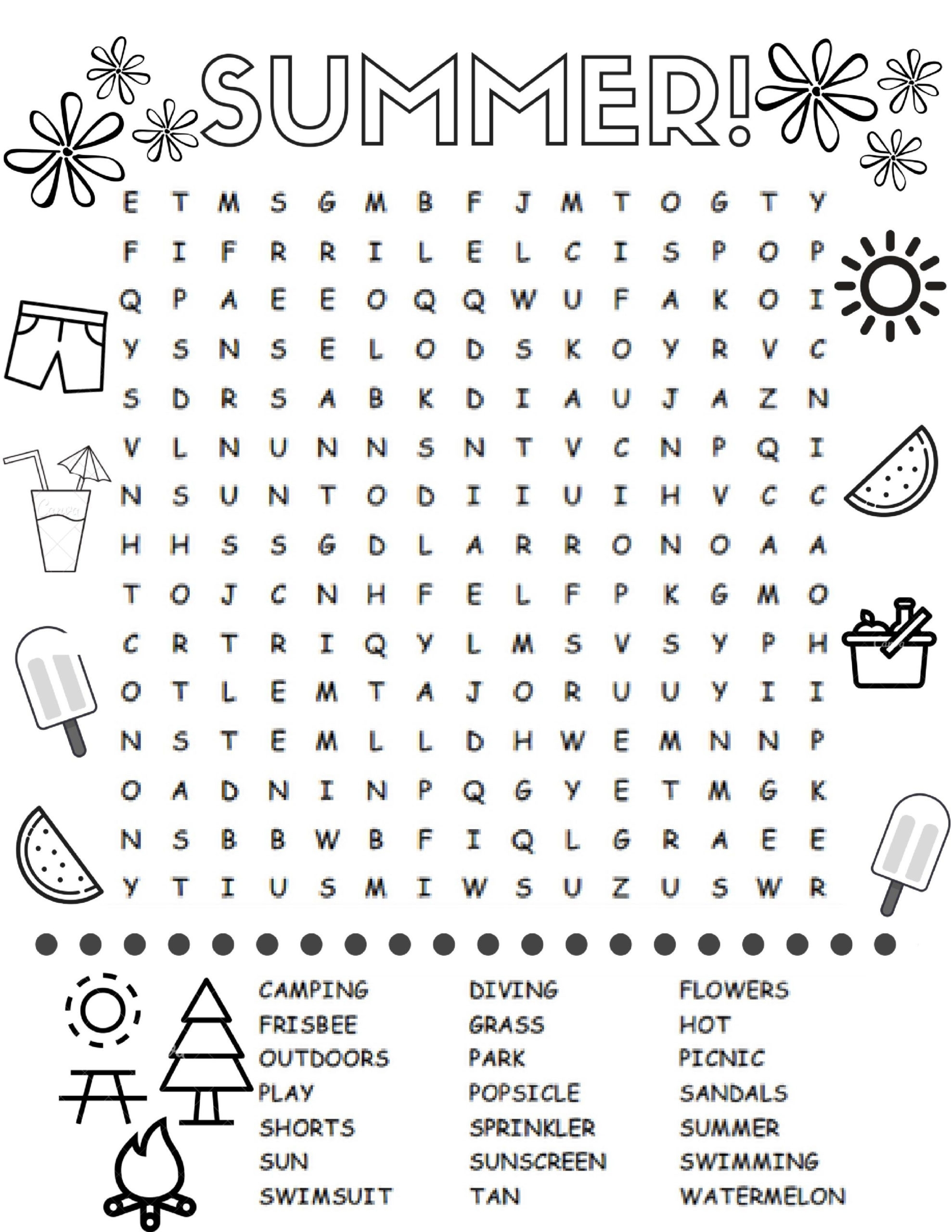 Free Printable Summer Word Search Puzzles Printable Crossword Puzzles 
