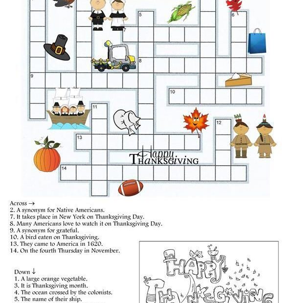 Free Printable Thanksgiving Crossword Puzzles Emma Crossword Puzzles