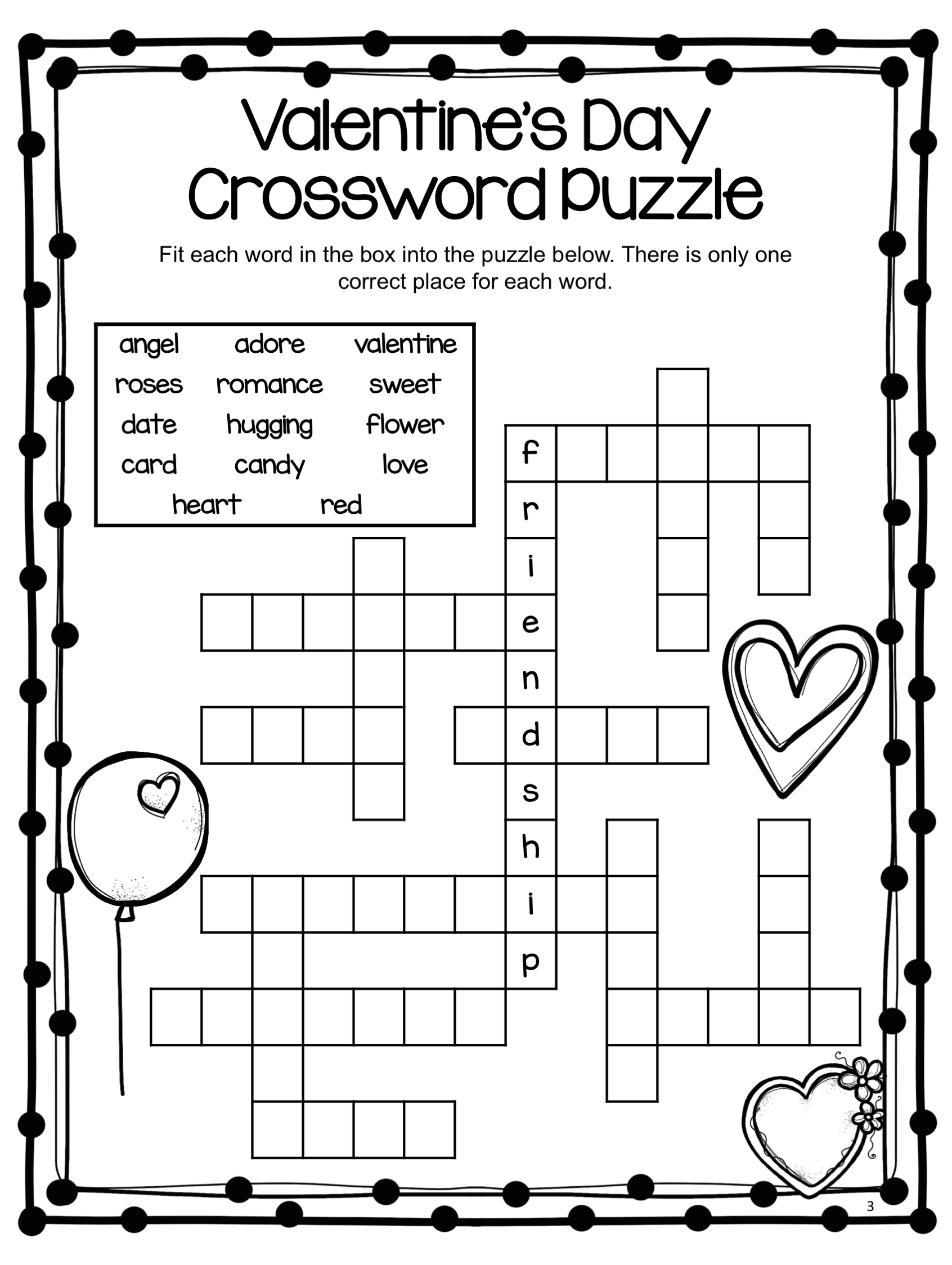 Free Printable Valentine 39 s Day Crossword Puzzles Emma Crossword Puzzles