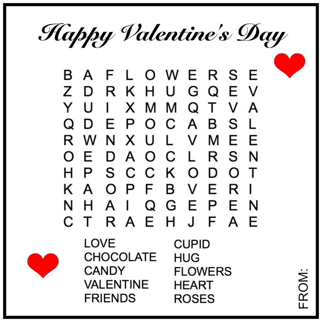 Free Printable Valentine Word Search Puzzles