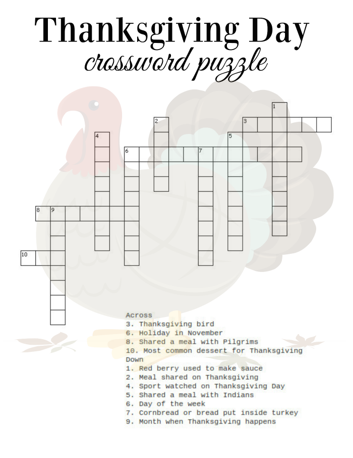 Free Thanksgiving Crossword Puzzles Printable