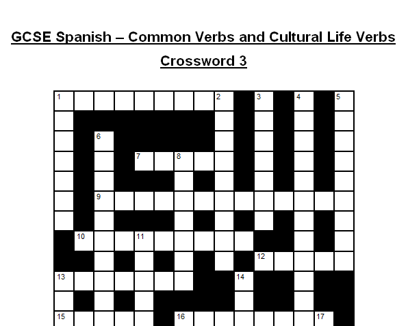 GCSE Spanish Crosswords Pack 6 Teaching Resources