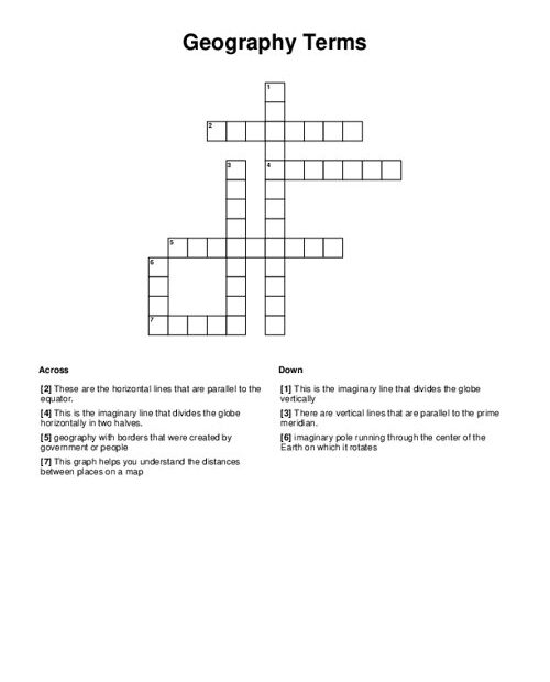 Geography Terms Crossword Puzzle