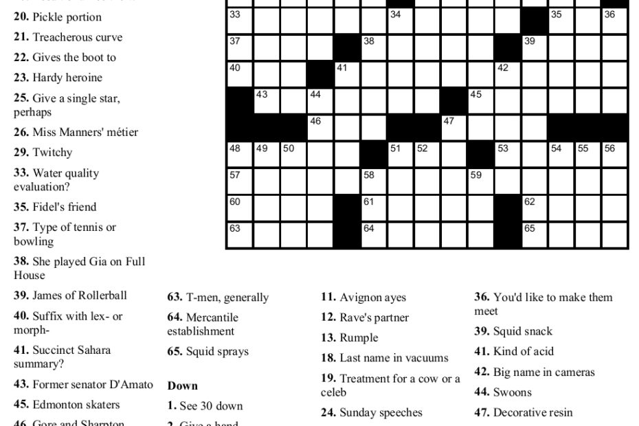 Giant Crossword Puzzle Printable Printable Crossword Puzzles