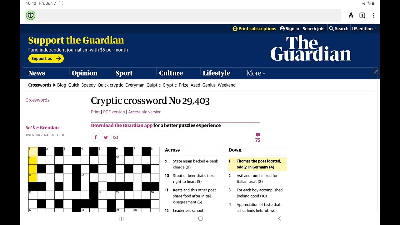 Guardian Cryptic Crossword Friday 7 June 2024 Go IT