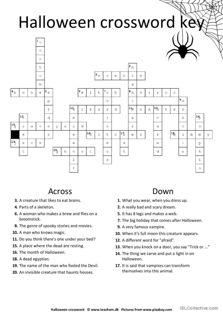 Halloween Crossword Crossword English ESL Worksheets Pdf Doc