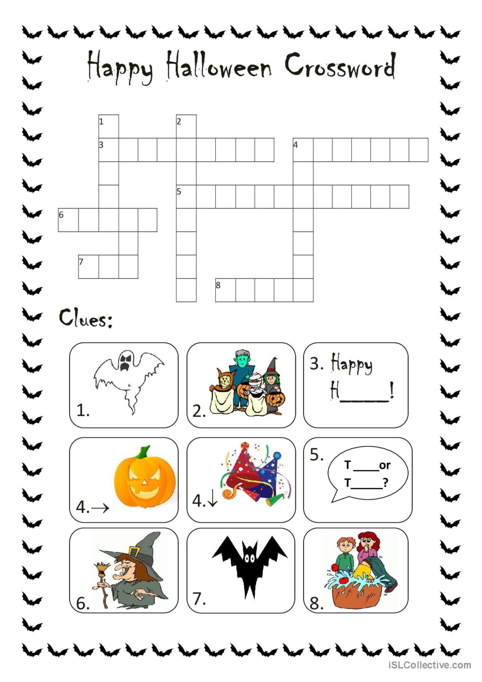 Halloween Crossword Pictur English ESL Worksheets Pdf Doc