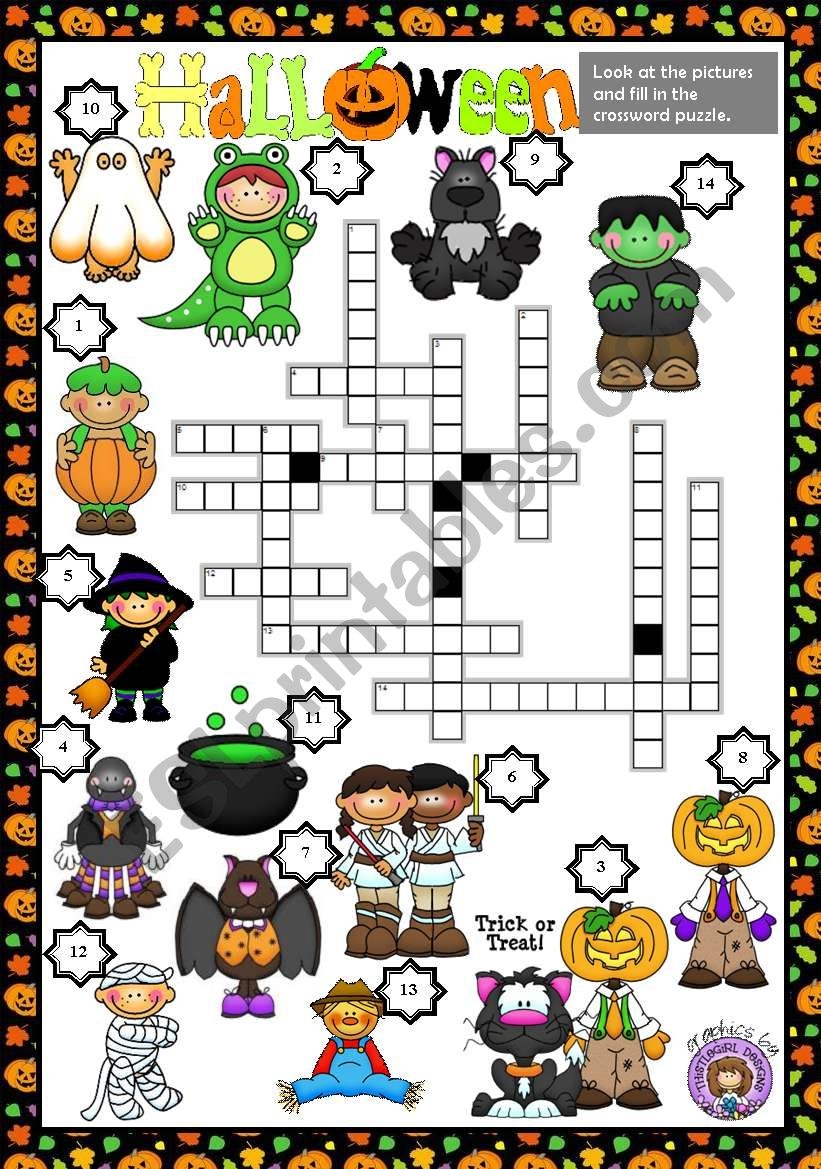 Halloween Crossword Puzzle Worksheet