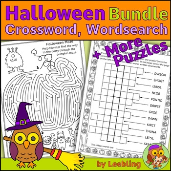 Halloween Puzzles Bundle Halloween Crosswords Word Searches And More
