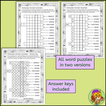Halloween Puzzles Bundle Halloween Crosswords Word Searches And More